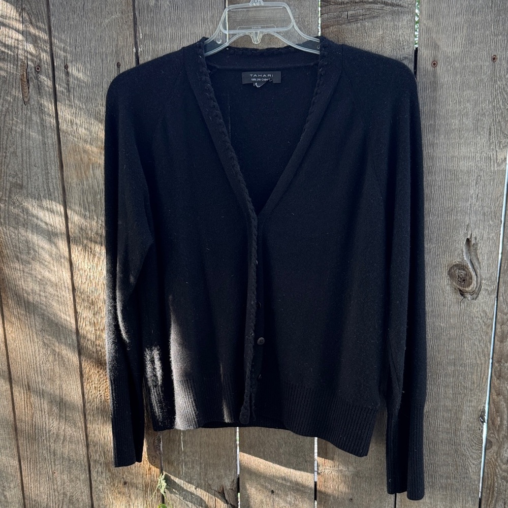 Tahari Elegant Black Cardigan Sweater